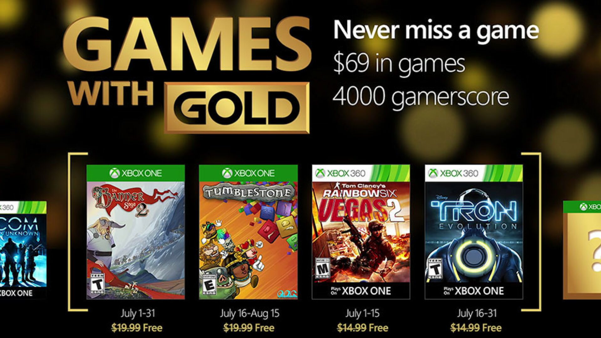 Xbox Live Games With Gold For July 2016 Announced