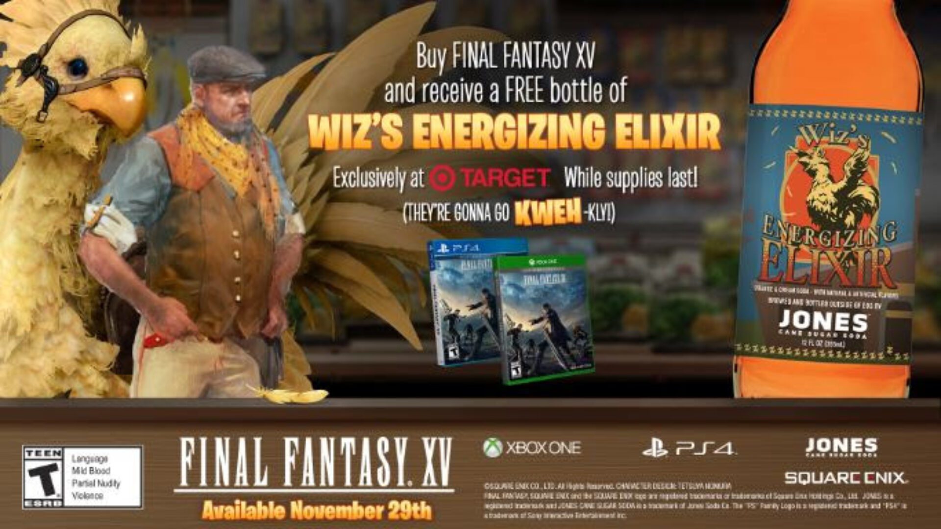 Obtain WIZ Energizing Elixir Free at Target with Purcahse of Final Fantasy XV