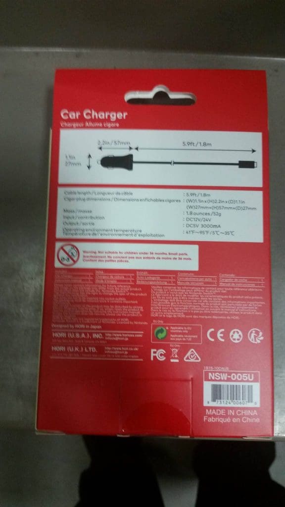 Switch accessories car charger back