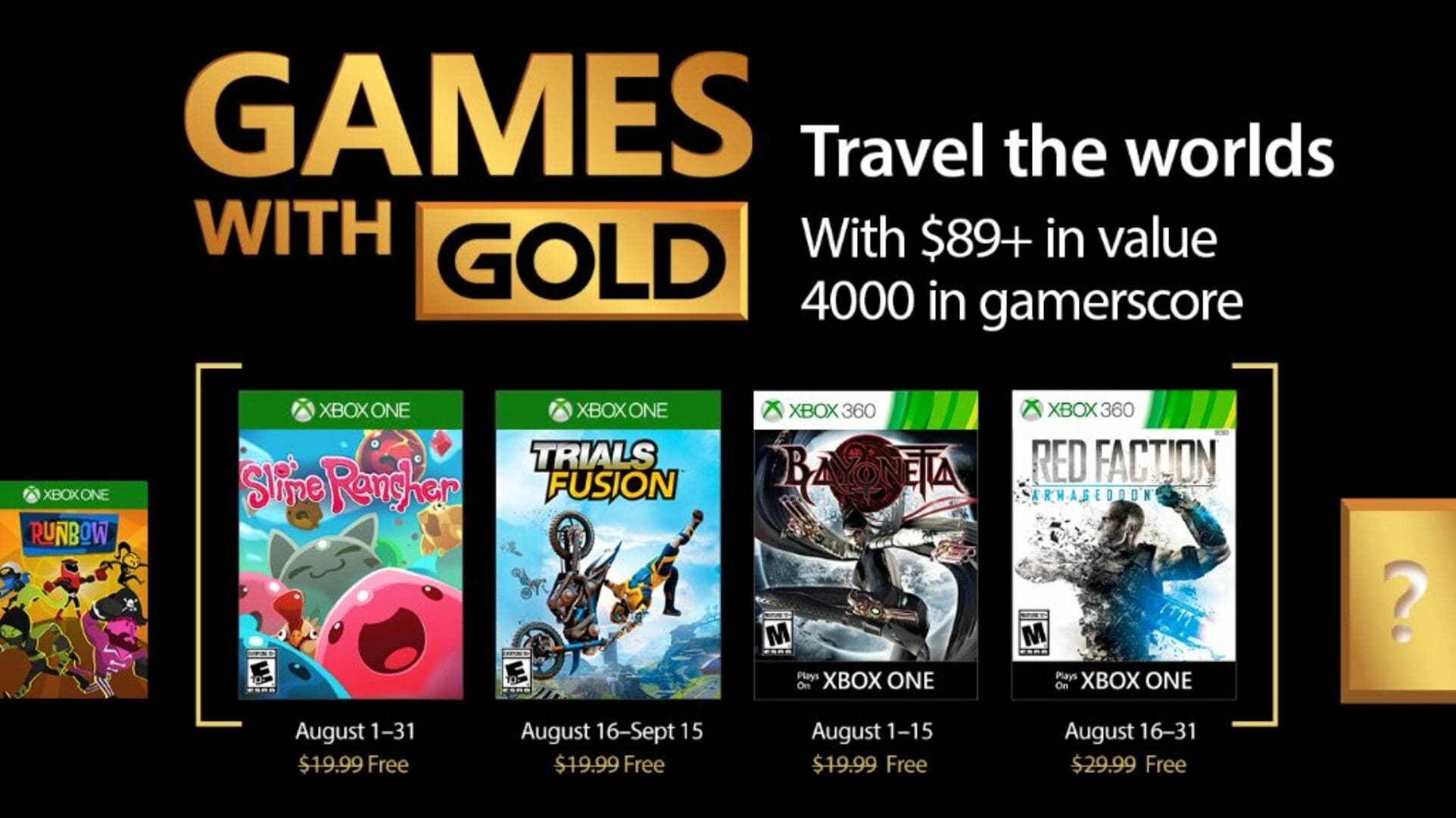 August 2017’s Games with Gold Announced