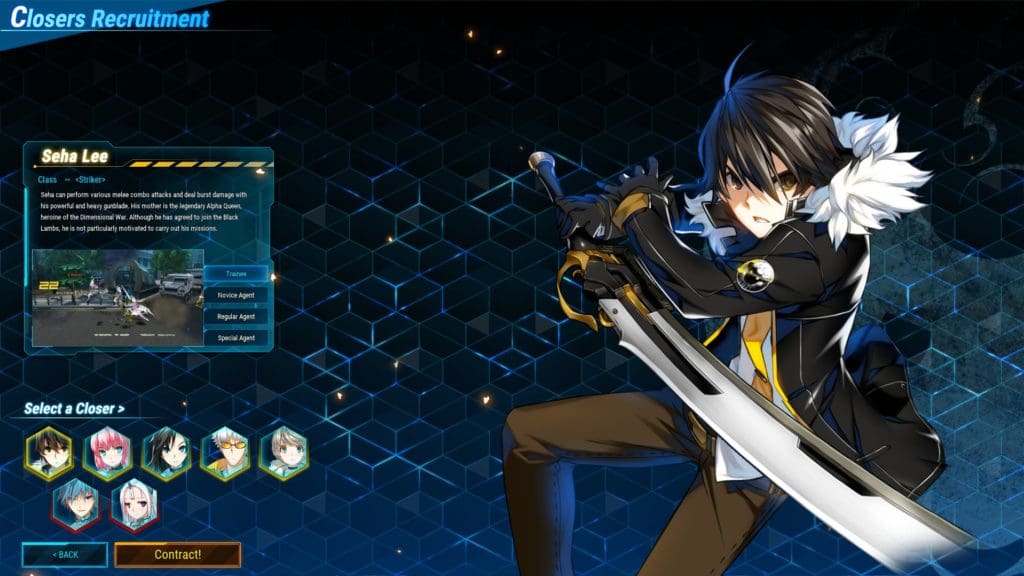 Closers Character Selection Screen