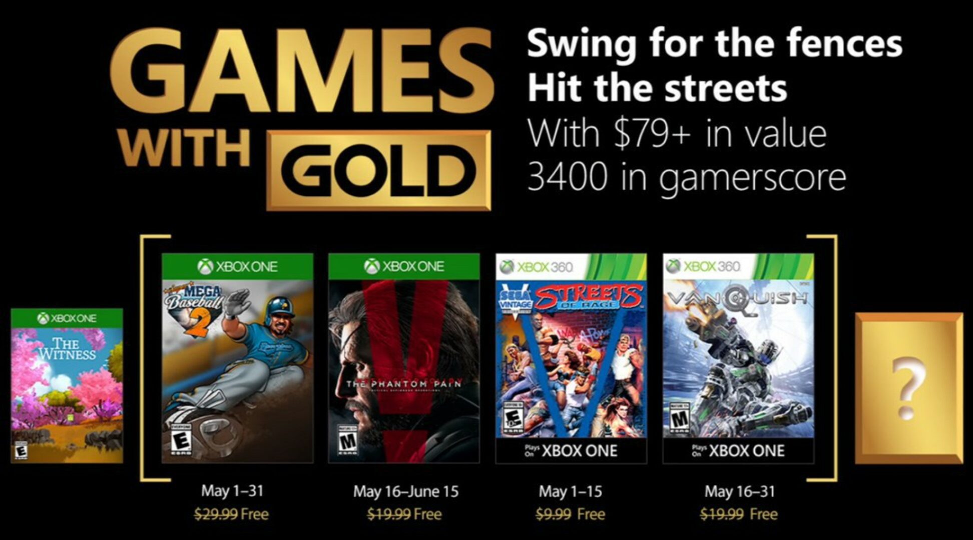 Xbox Games with Gold May 2018