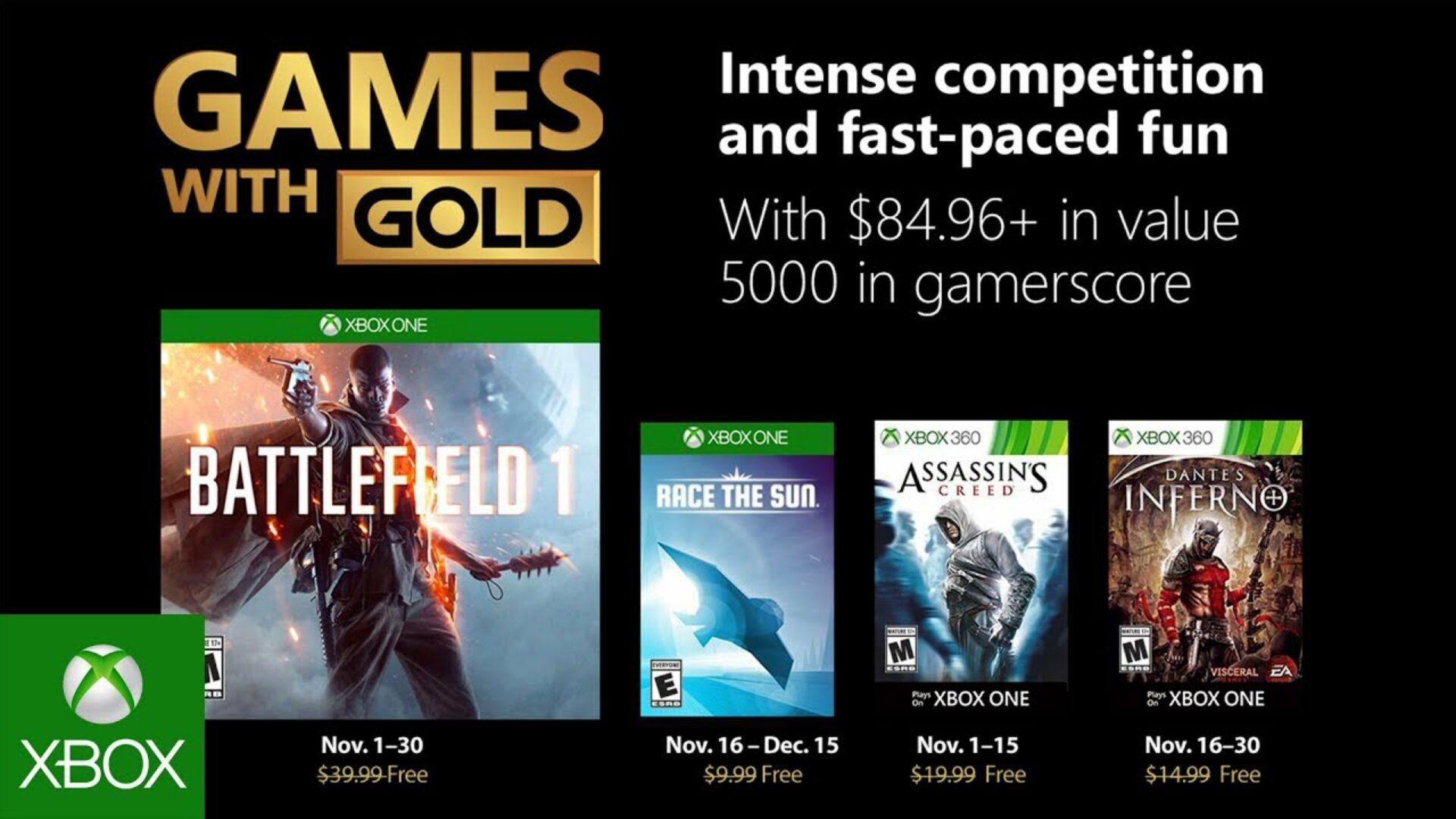 November 2018 Games with Gold Offer Underway