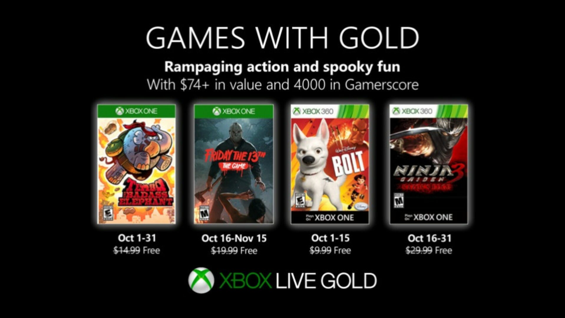 October 2019 Games with Gold Announced!