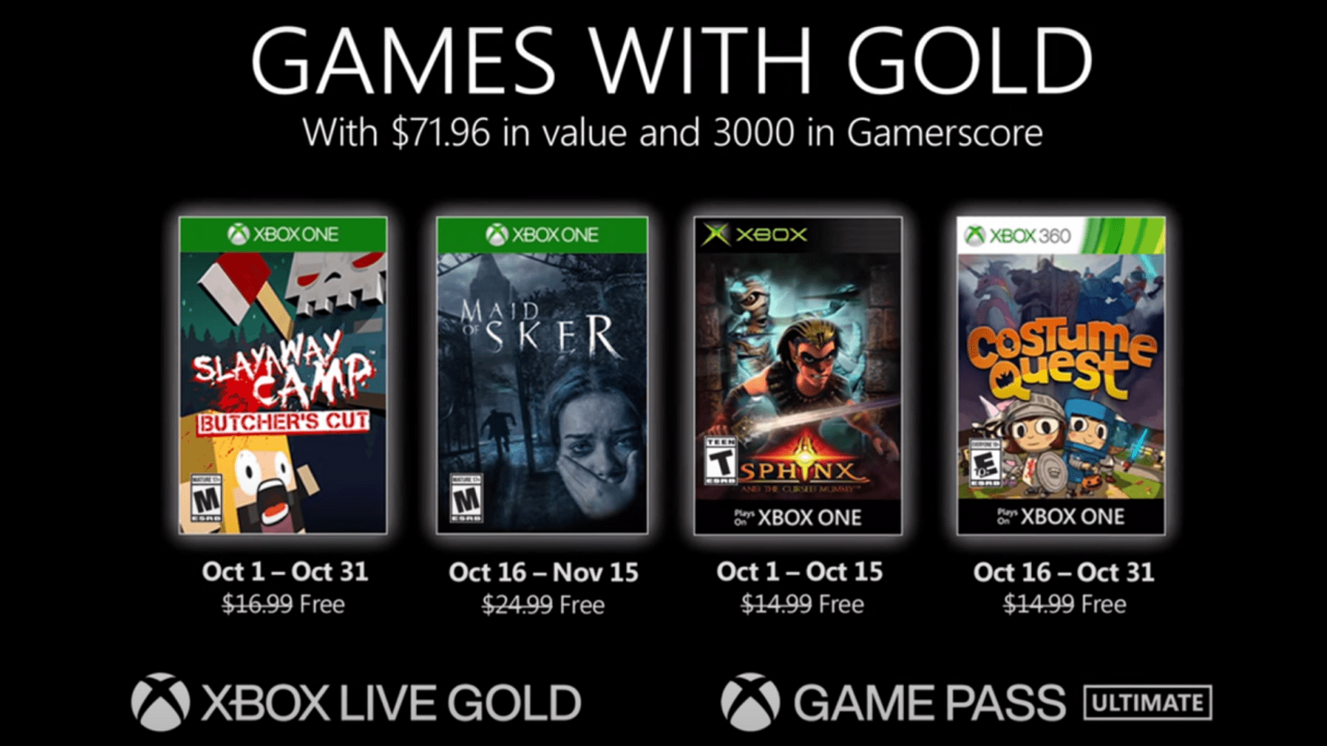 Xbox Live Games With Gold Halloween Lineup