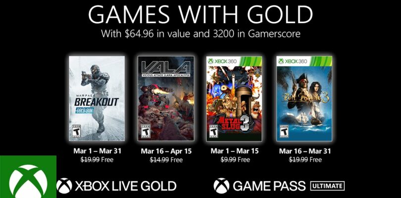 March 2021 Games with Gold Metal Slug 3 Warface