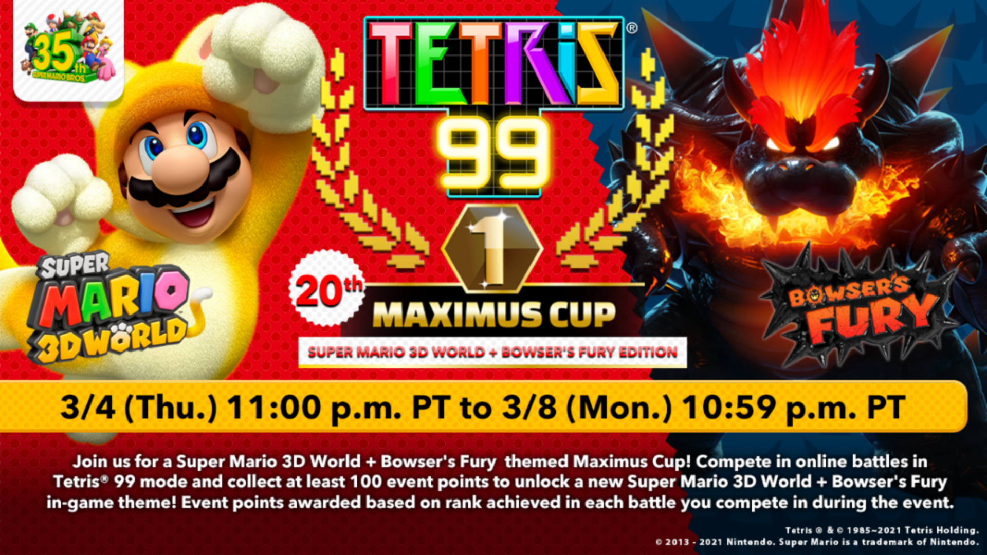 Tetris 99 Maximus Cup X Super Mario 3D World + Bowser’s Fury