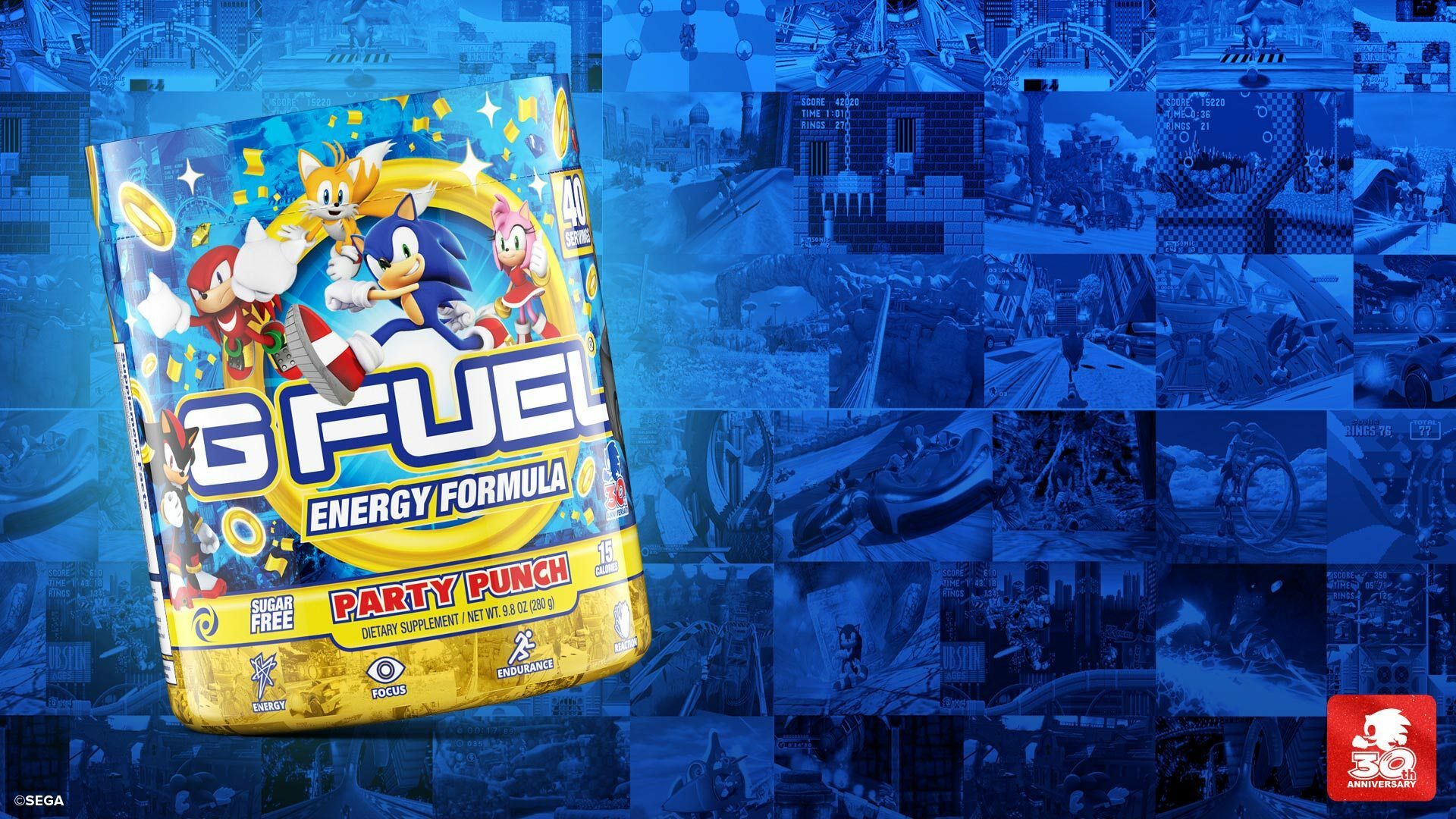 Sonic 30th Anniversary Inspired G Fuel Party Punch Available Now