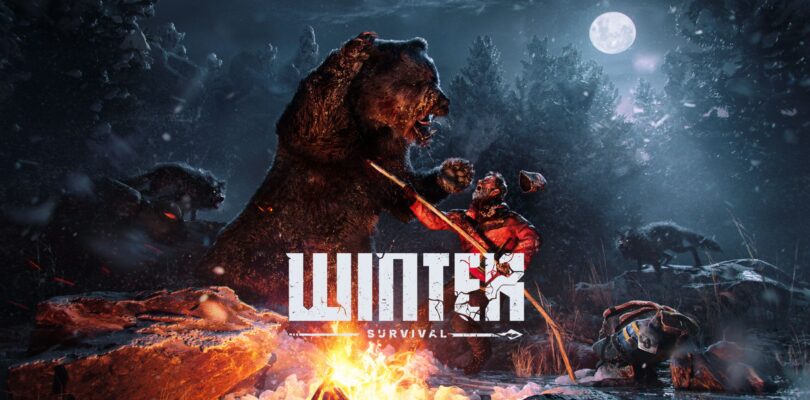 winter survivor art with bear attack