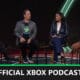 tina amini, phil spencer, sarah bond, and matt booty on podcast set. labeled official xbox podcast